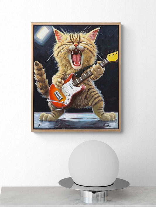 Rock Star Kedi Yağlı Boya Tablosu