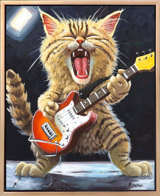 Rock Star Kedi Yağlı Boya Tablosu