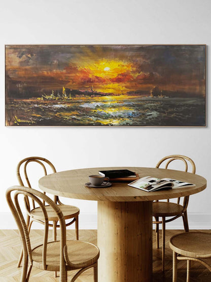 Denizde Sessiz Akşam Yağlı Boya Tablosu