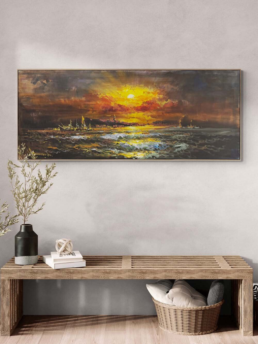 Denizde Sessiz Akşam Yağlı Boya Tablosu