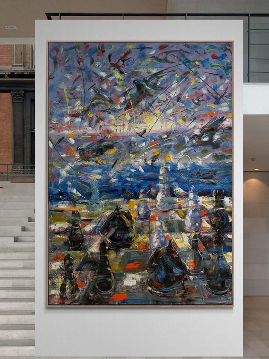 Boğazda Satranç Hamleleri Yağlı Boya Tablosu