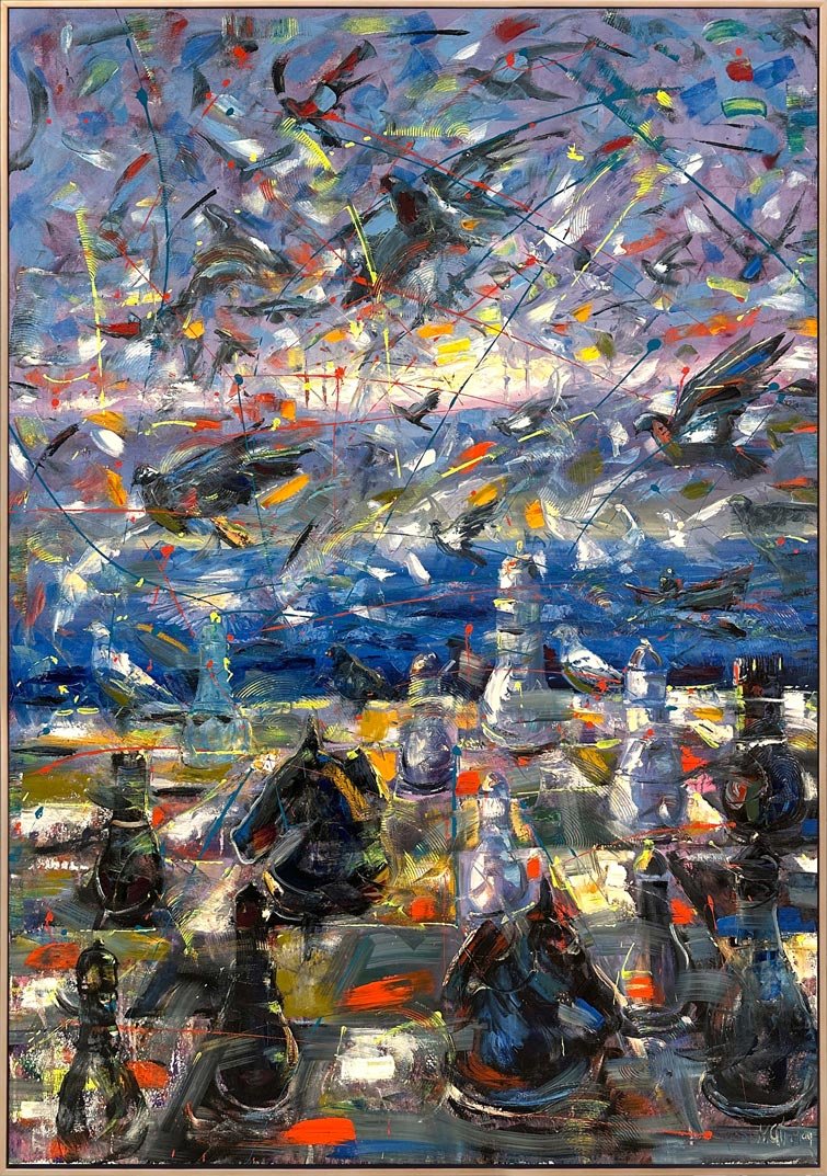 Boğazda Satranç Hamleleri Yağlı Boya Tablosu