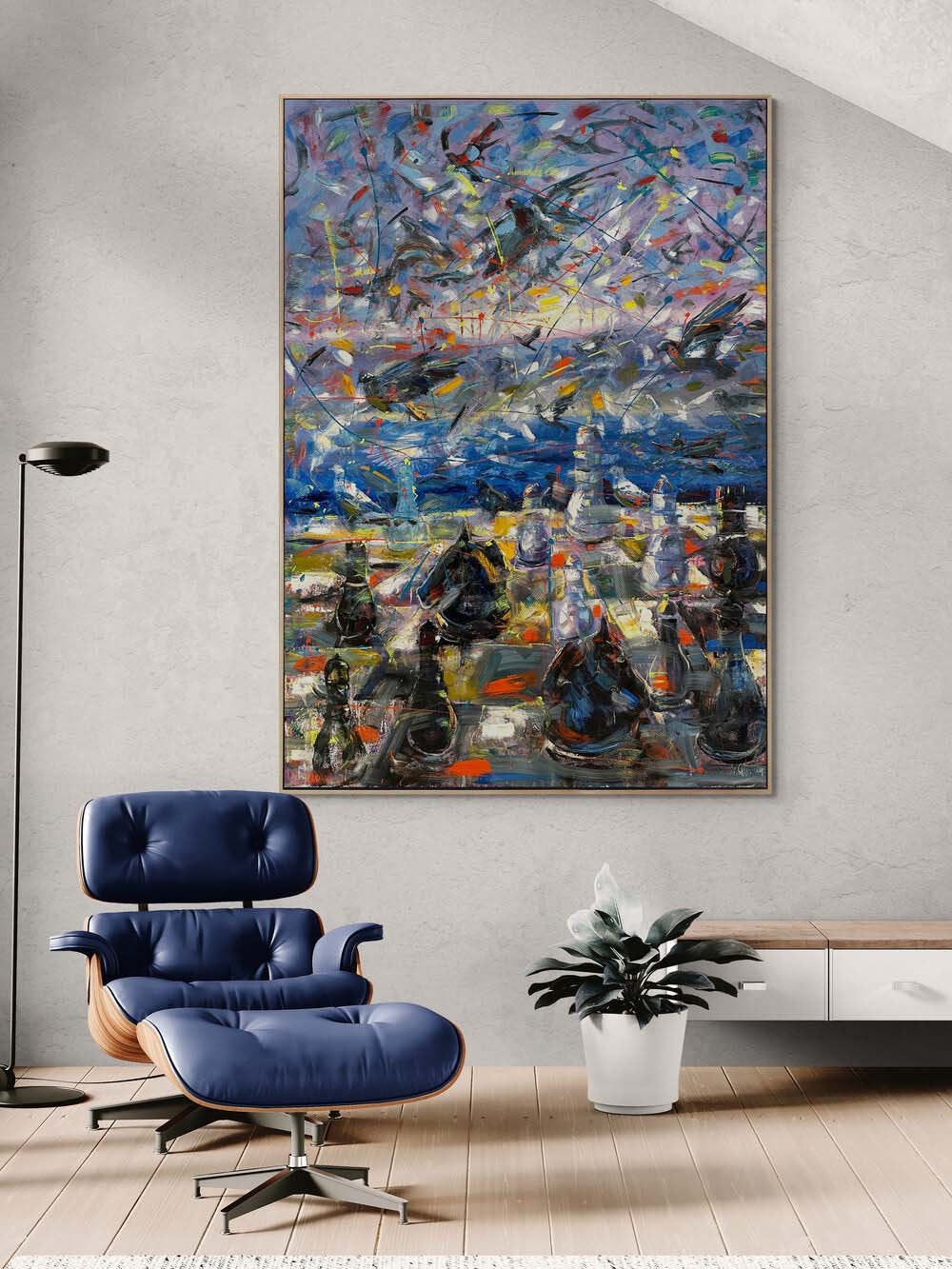 Boğazda Satranç Hamleleri Yağlı Boya Tablosu