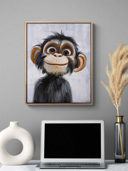 Sevimli Maymun Yağlı Boya Tablosu