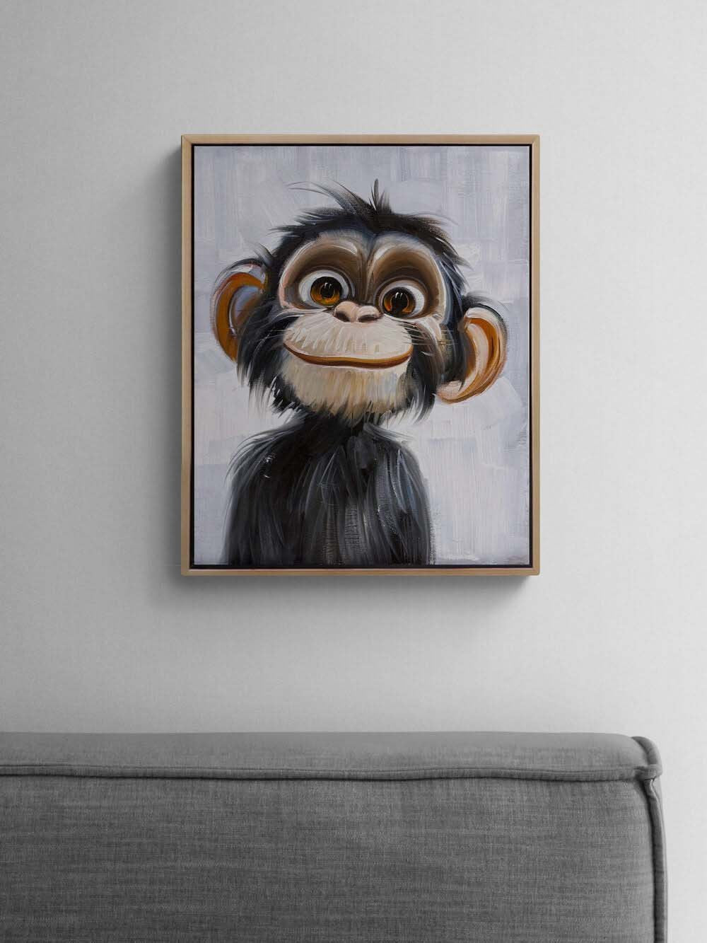 Sevimli Maymun Yağlı Boya Tablosu