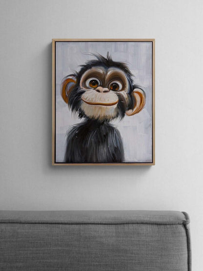 Sevimli Maymun Yağlı Boya Tablosu