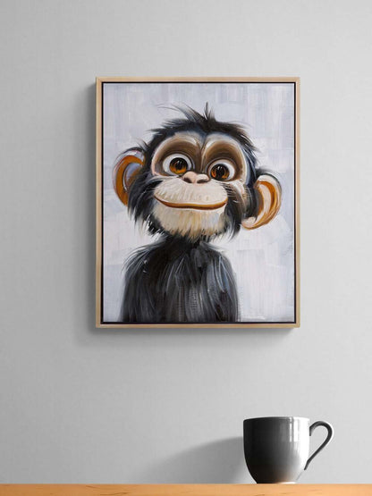 Sevimli Maymun Yağlı Boya Tablosu