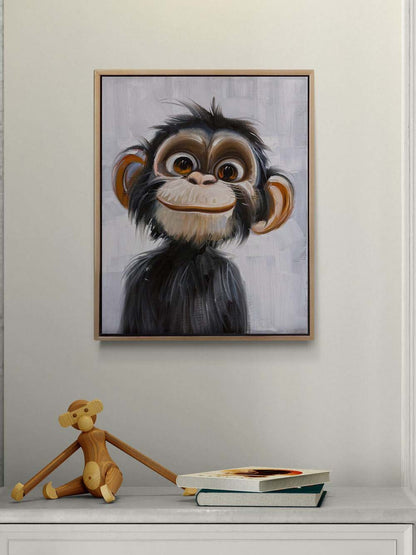 Sevimli Maymun Yağlı Boya Tablosu