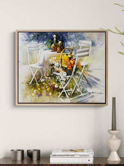 Bahçede Yaz Yağlı Boya Tablosu