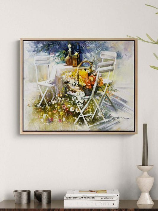 Bahçede Yaz Yağlı Boya Tablosu