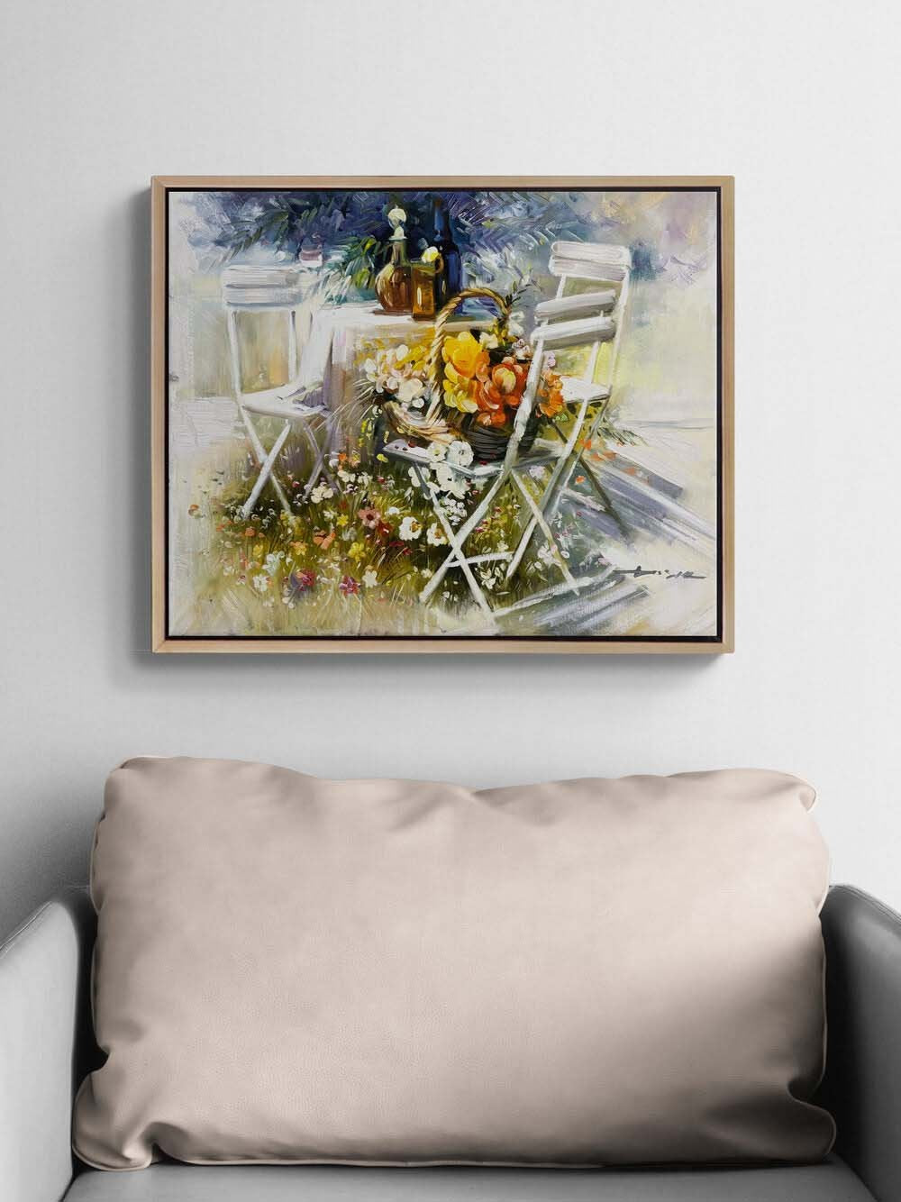 Bahçede Yaz Yağlı Boya Tablosu