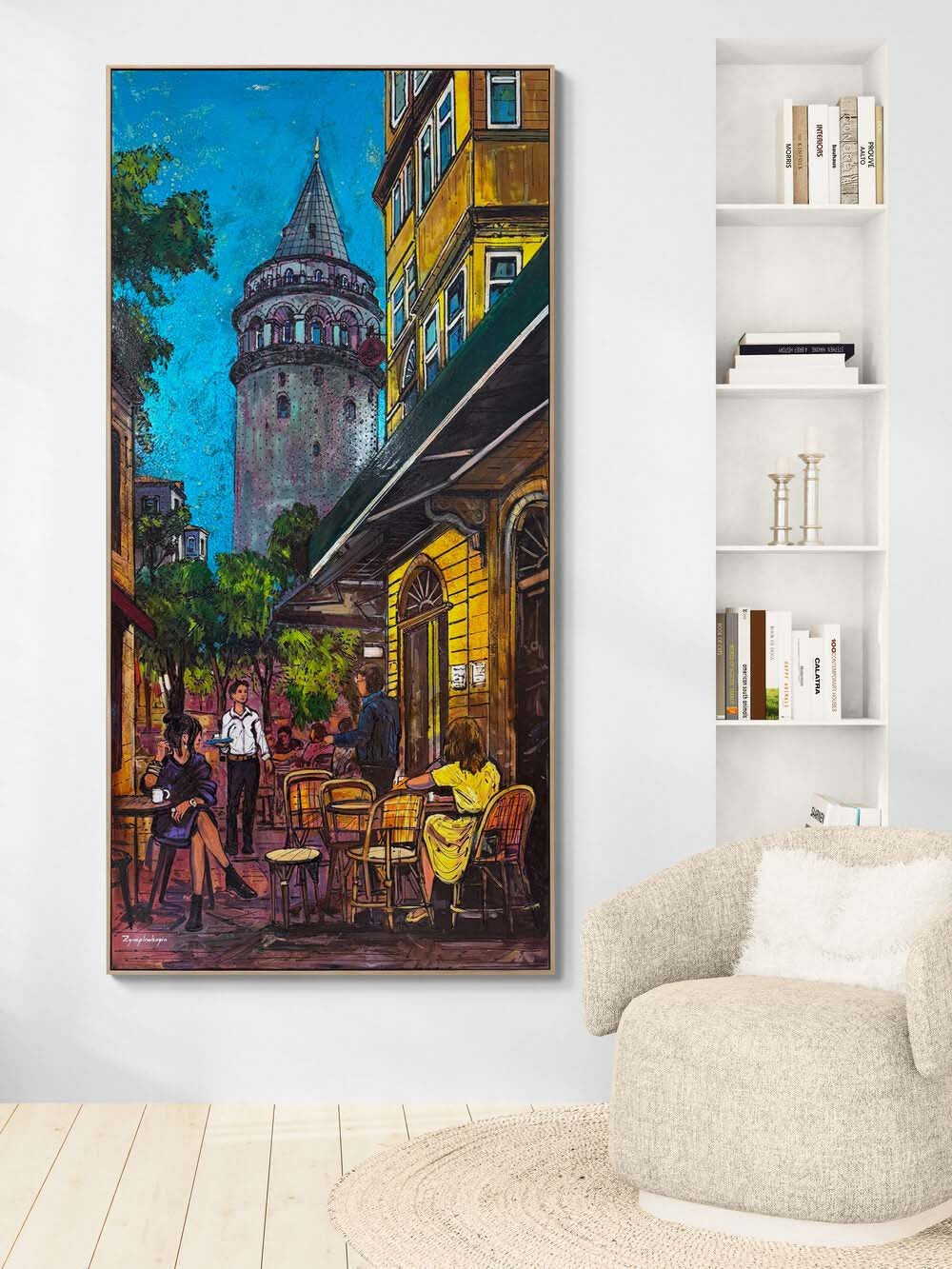 Galata’da Bir Akşam Sohbeti Yağlı Boya Tablosu