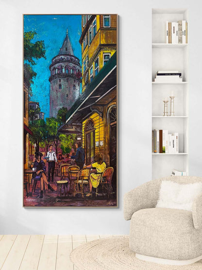 Galata’da Bir Akşam Sohbeti Yağlı Boya Tablosu