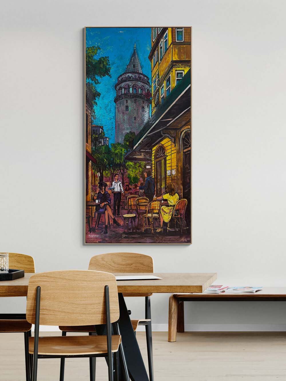 Galata’da Bir Akşam Sohbeti Yağlı Boya Tablosu