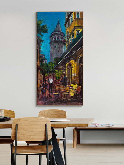 Galata’da Bir Akşam Sohbeti Yağlı Boya Tablosu