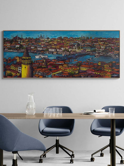 Haliç ve Galata Kulesi Yağlı Boya Tablosu