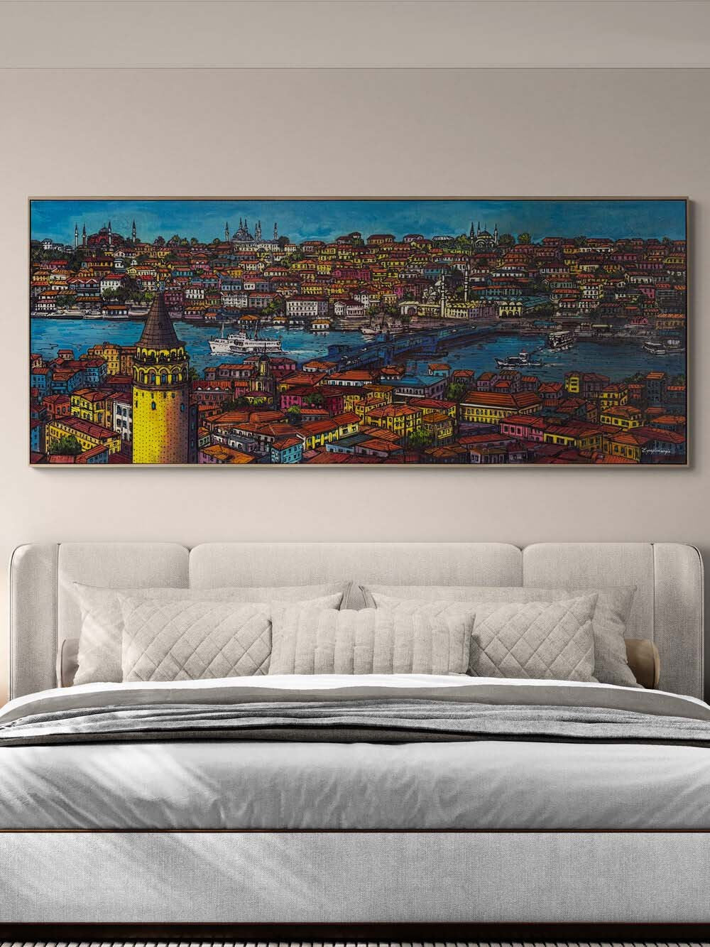 Haliç ve Galata Kulesi Yağlı Boya Tablosu