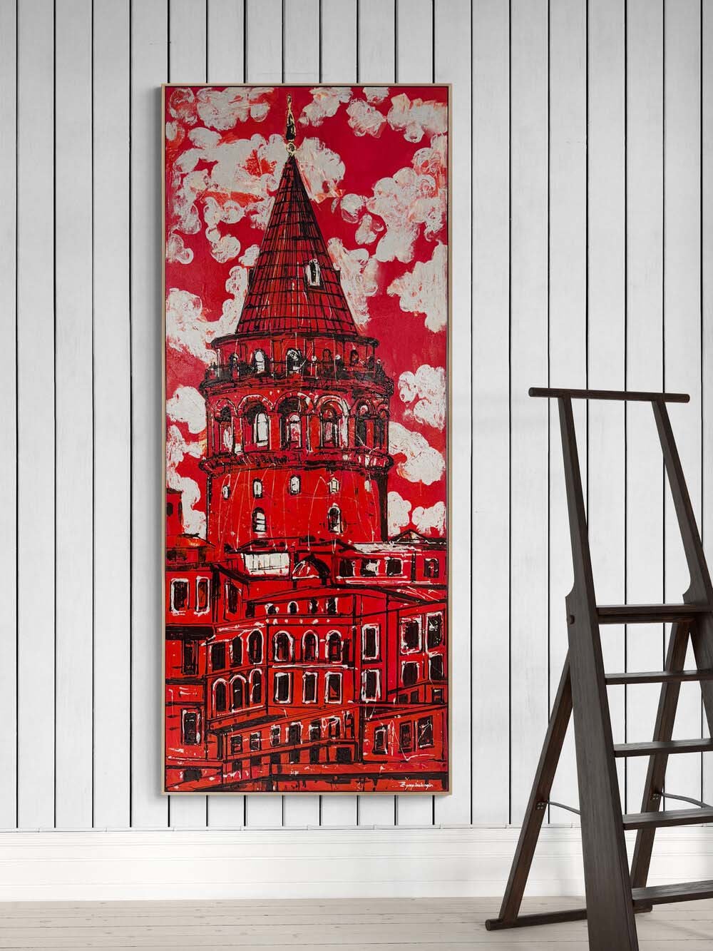 Kırmızı Galata Yağlı Boya Tablosu