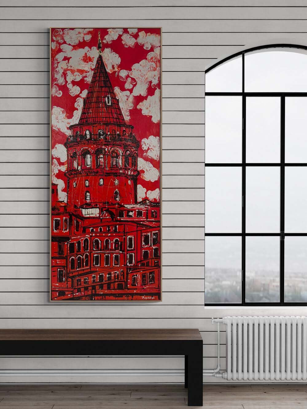 Kırmızı Galata Yağlı Boya Tablosu