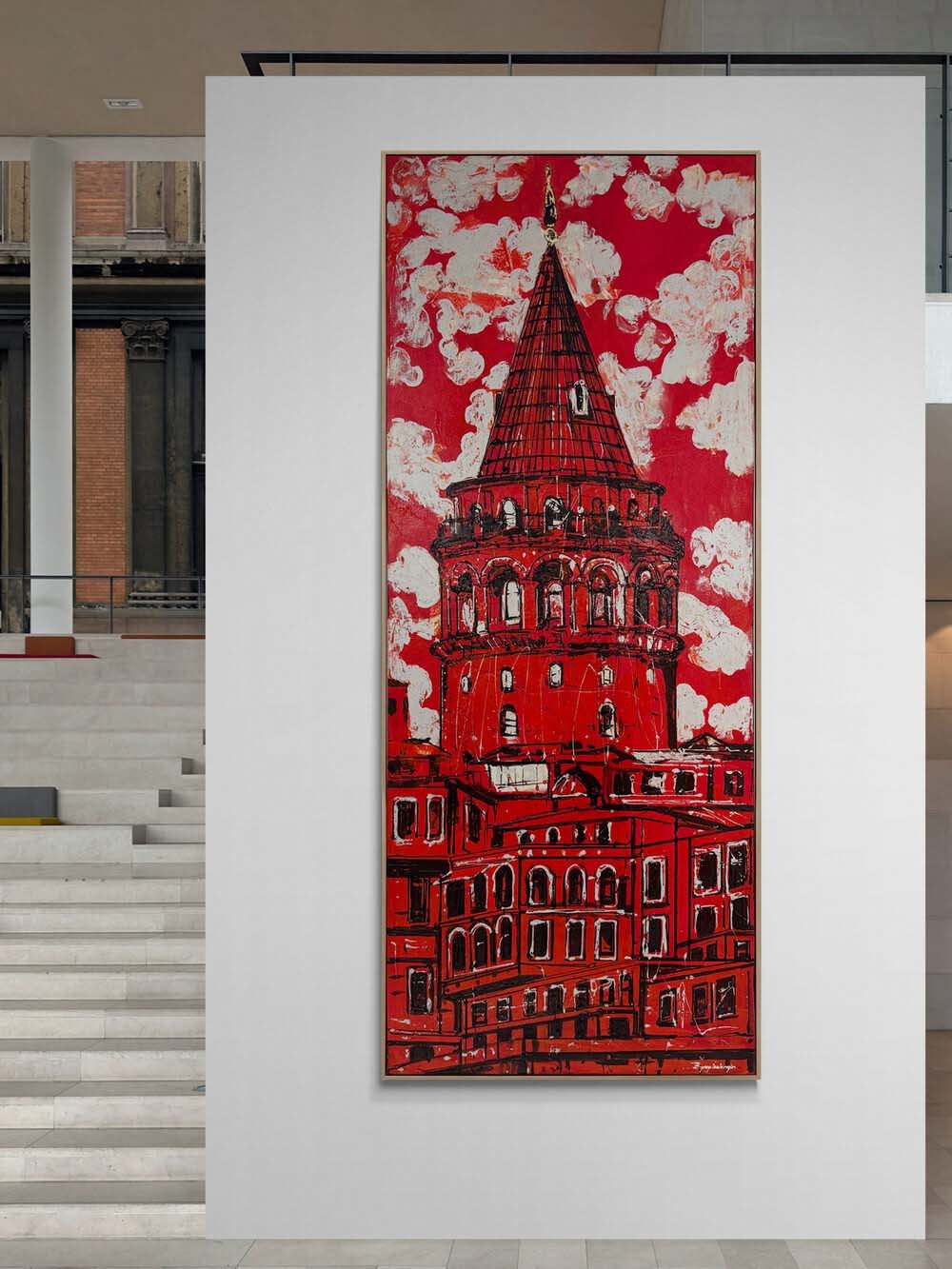 Kırmızı Galata Yağlı Boya Tablosu