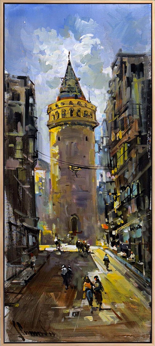 Kule Sokaklarında Yağlı Boya Tablosu