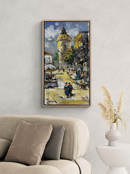 Galata'nın Eski Sokaklarında Yağlı Boya Tablosu