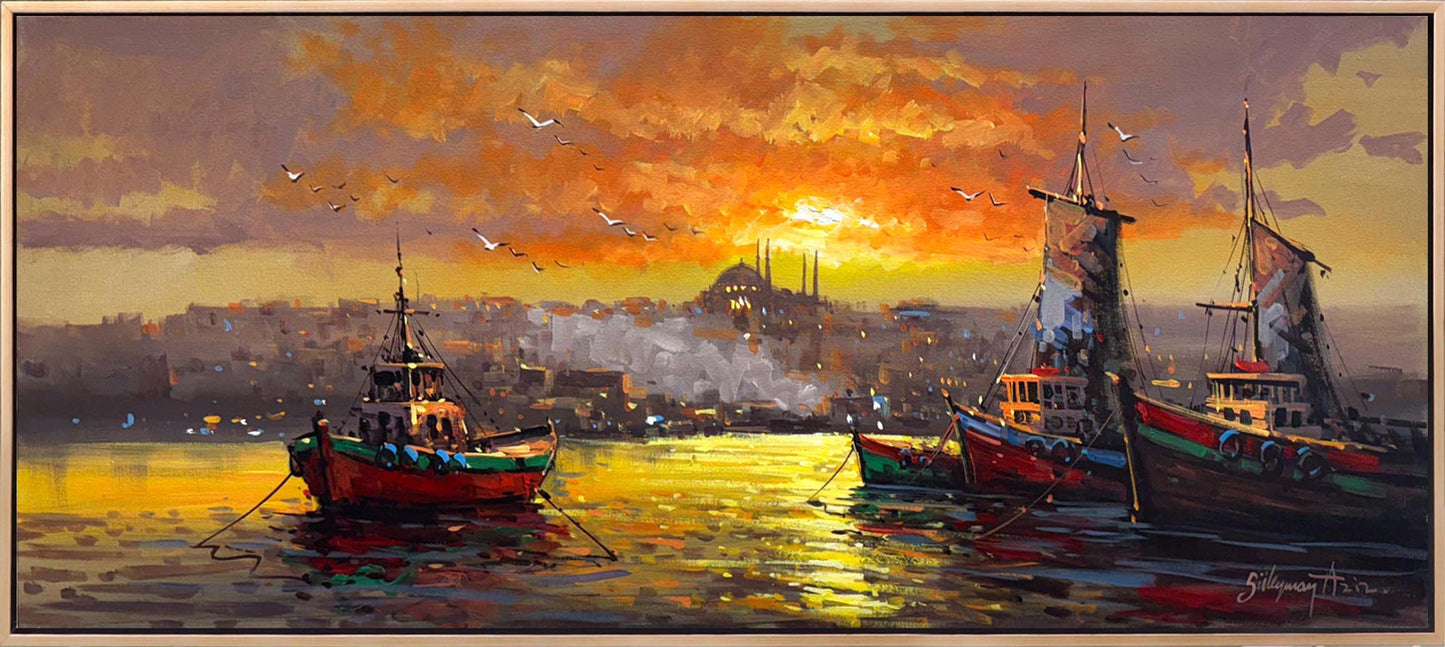 Gün Batarken İstanbul Yağlı Boya Tablosu
