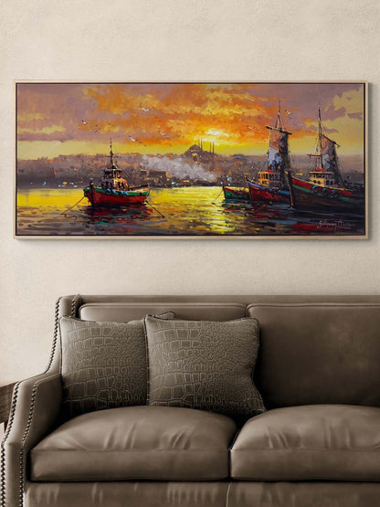 Gün Batarken İstanbul Yağlı Boya Tablosu