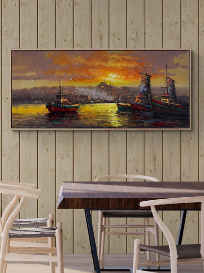 Gün Batarken İstanbul Yağlı Boya Tablosu