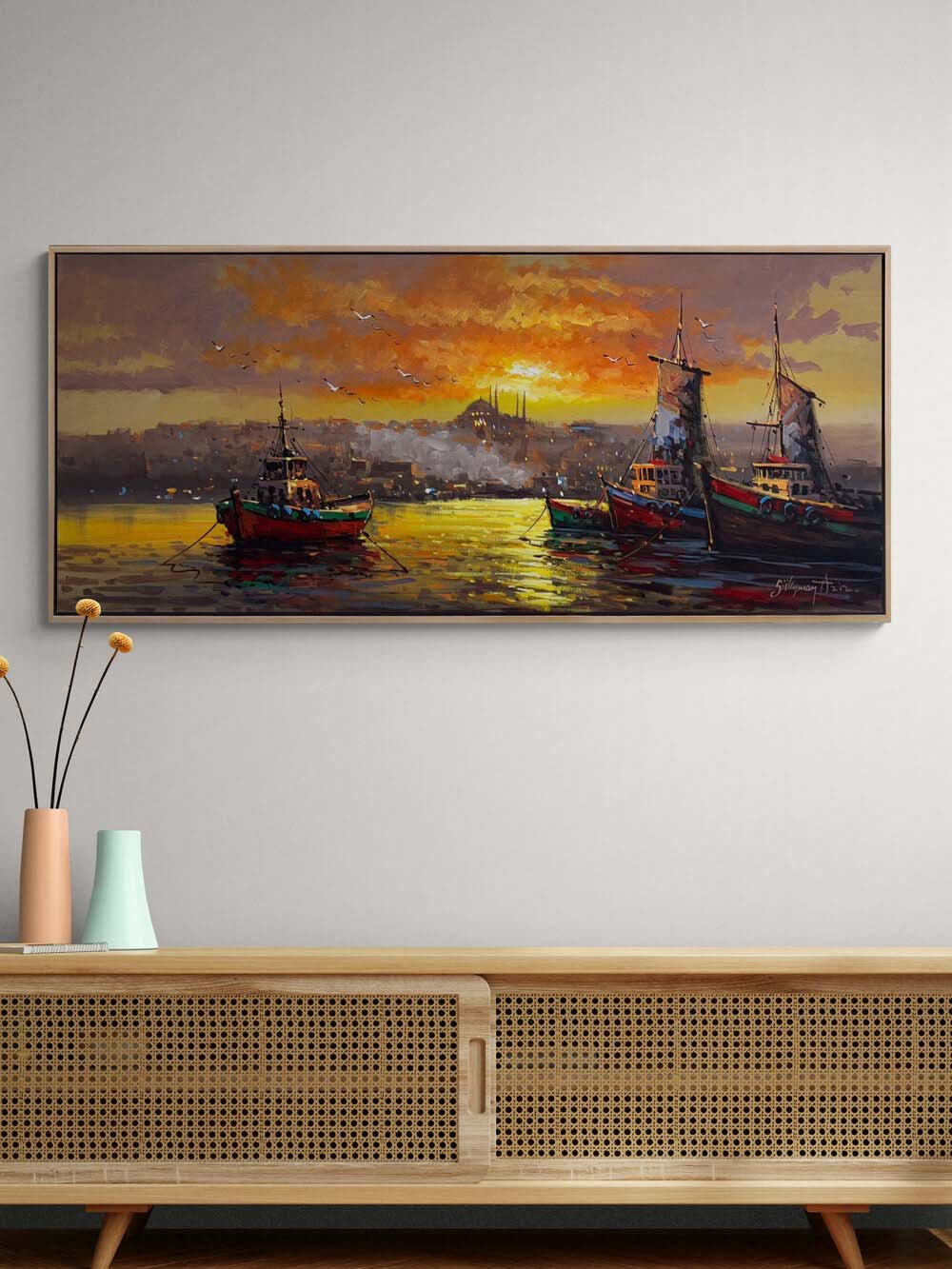 Gün Batarken İstanbul Yağlı Boya Tablosu