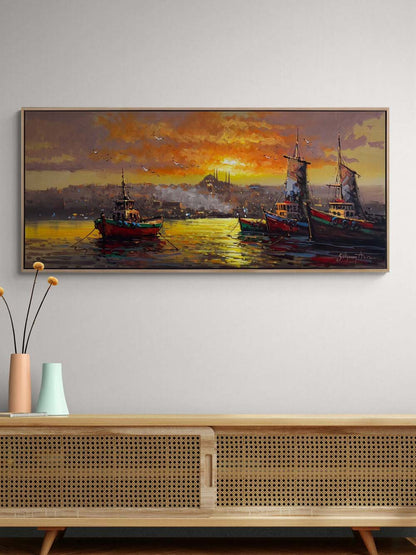 Gün Batarken İstanbul Yağlı Boya Tablosu