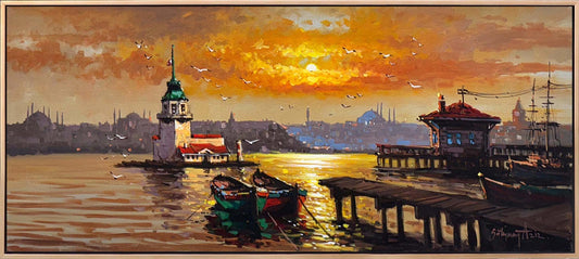 Kızıl Huzur İstanbul Yağlı Boya Tablosu