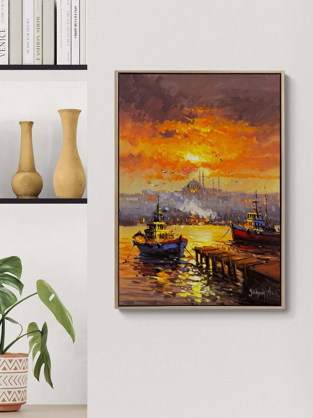 İstanbul'da Sessiz Liman Yağlı Boya Tablosu