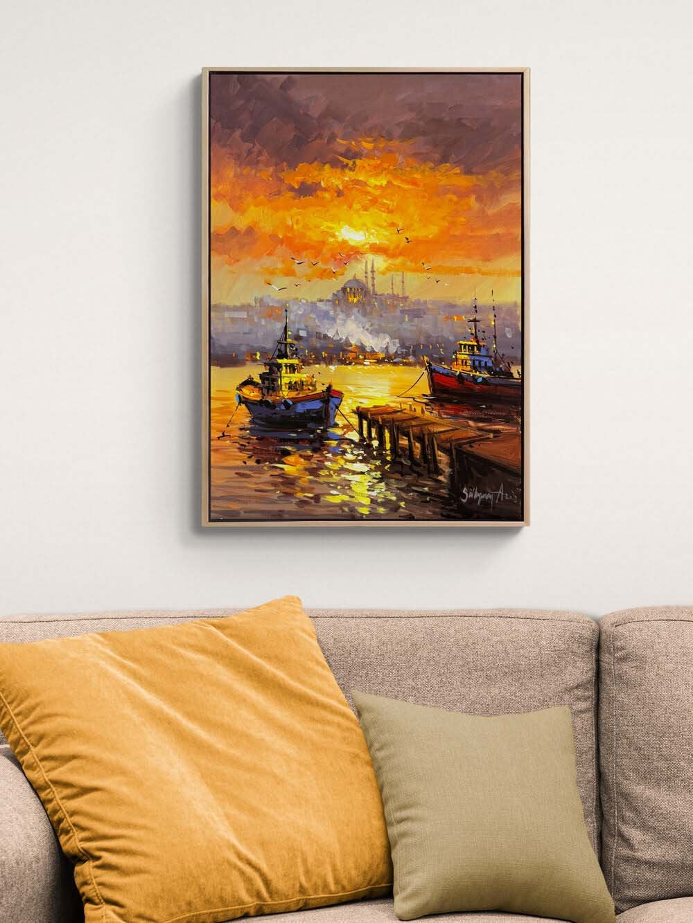 İstanbul'da Sessiz Liman Yağlı Boya Tablosu