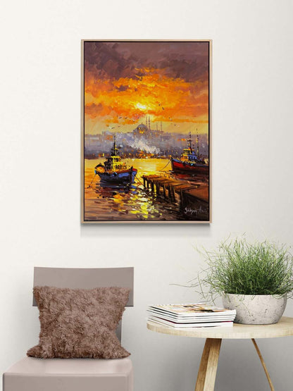 İstanbul'da Sessiz Liman Yağlı Boya Tablosu