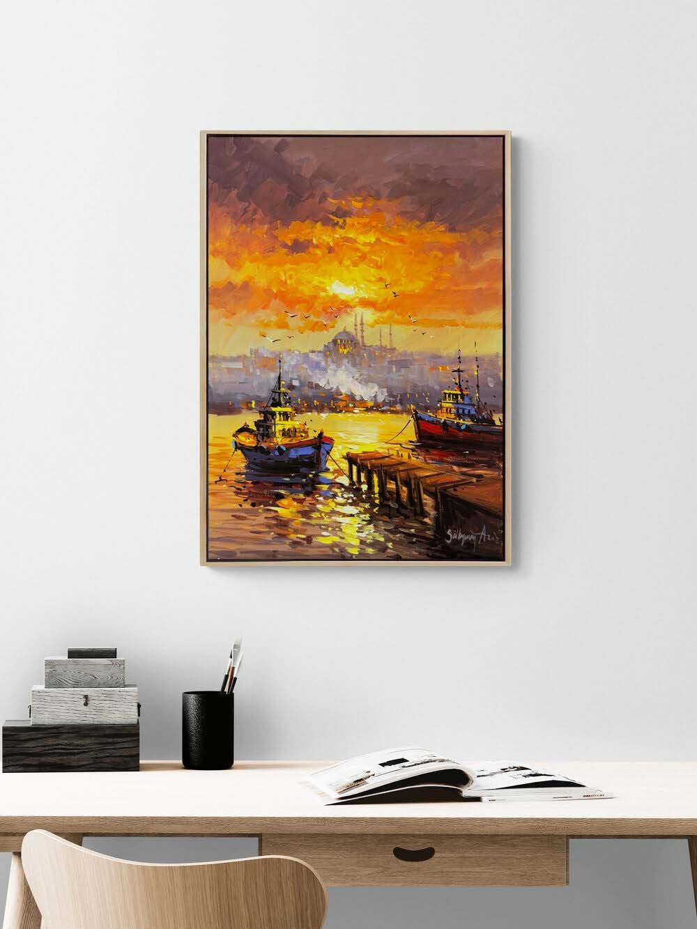 İstanbul'da Sessiz Liman Yağlı Boya Tablosu