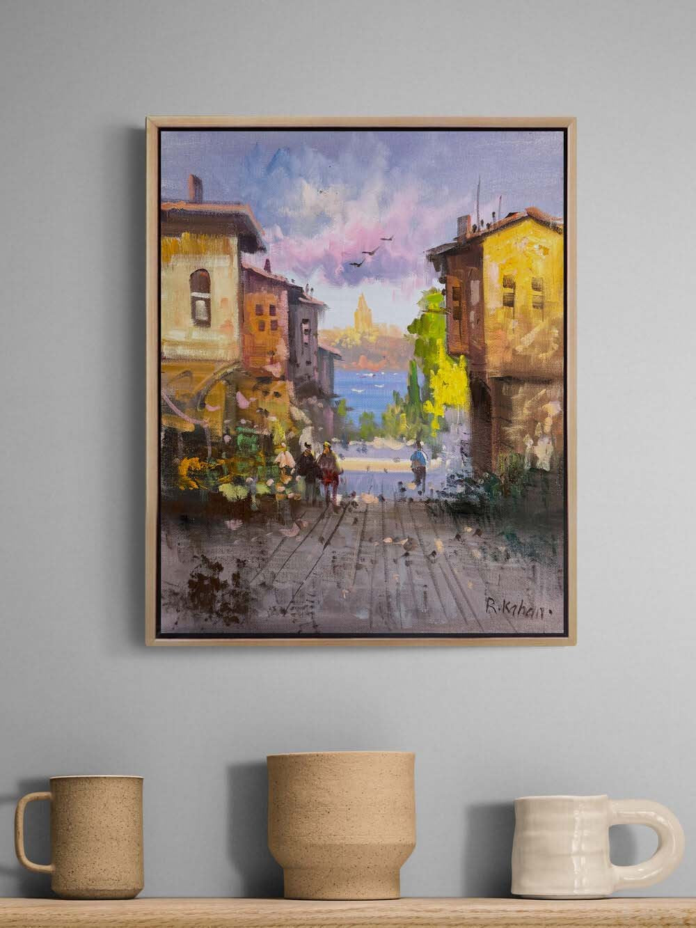 Boğaza Açılan Sokaklarda Yağlı Boya Tablosu