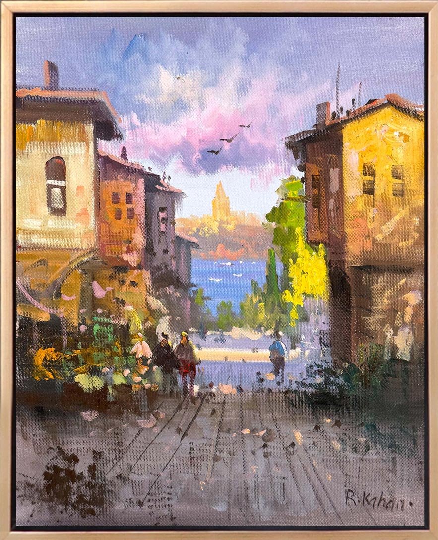 Boğaza Açılan Sokaklarda Yağlı Boya Tablosu