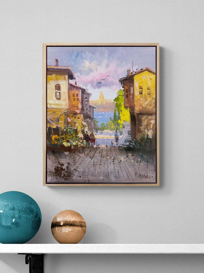 Boğaza Açılan Sokaklarda Yağlı Boya Tablosu