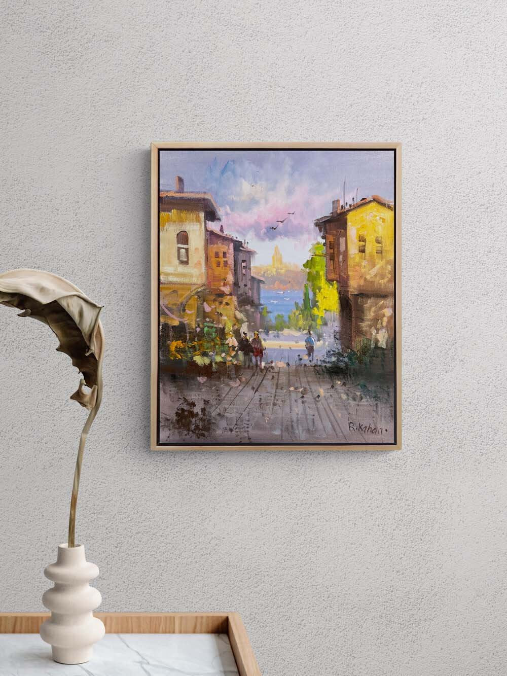 Boğaza Açılan Sokaklarda Yağlı Boya Tablosu