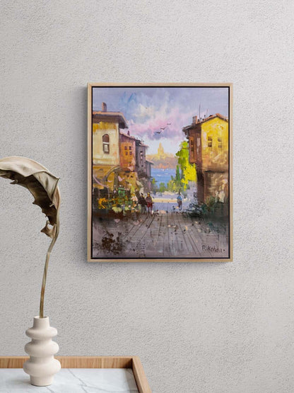 Boğaza Açılan Sokaklarda Yağlı Boya Tablosu