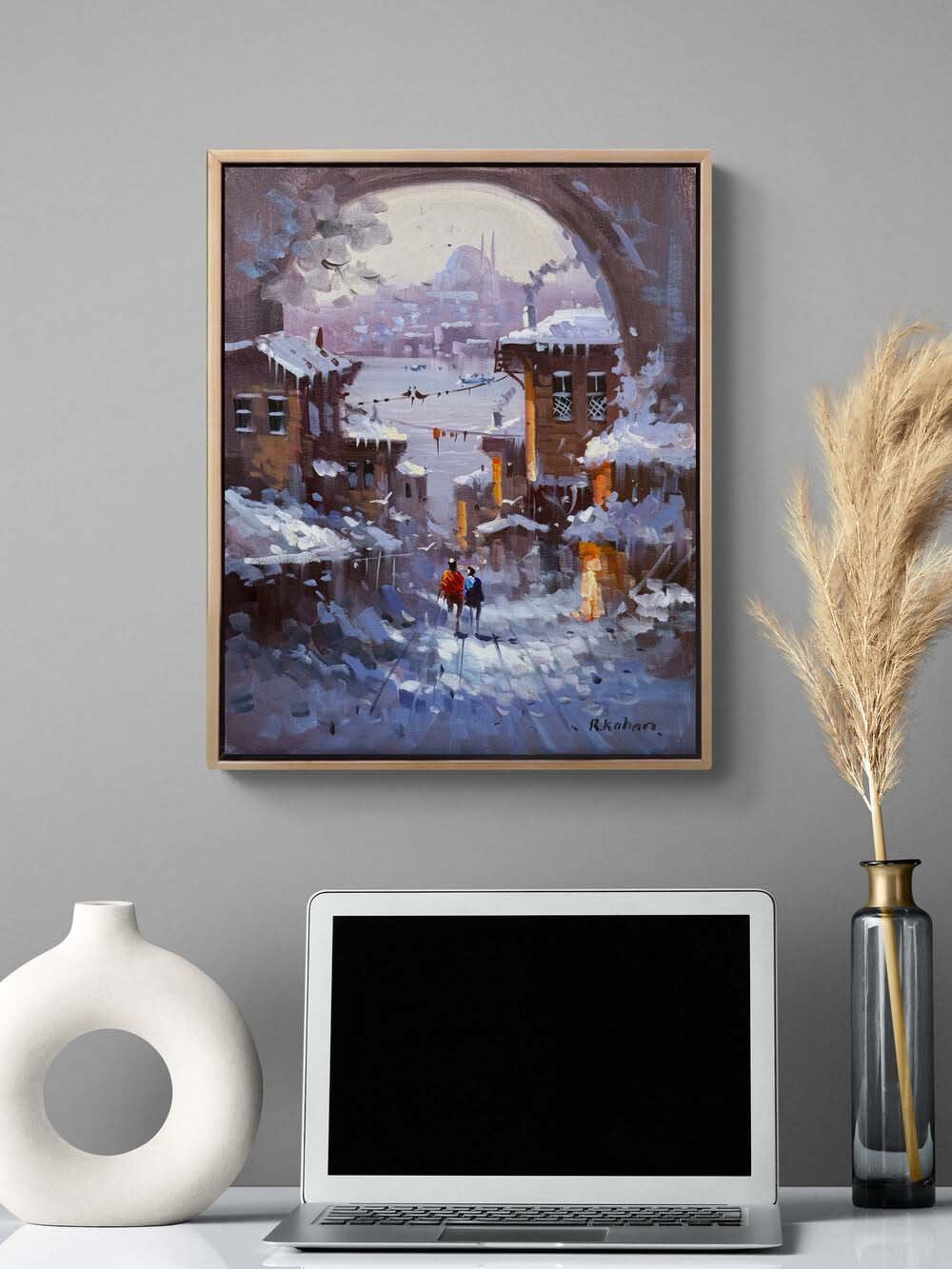Kar Vakti İstanbul Yağlı Boya Tablosu