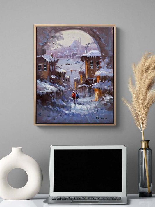 Kar Vakti İstanbul Yağlı Boya Tablosu