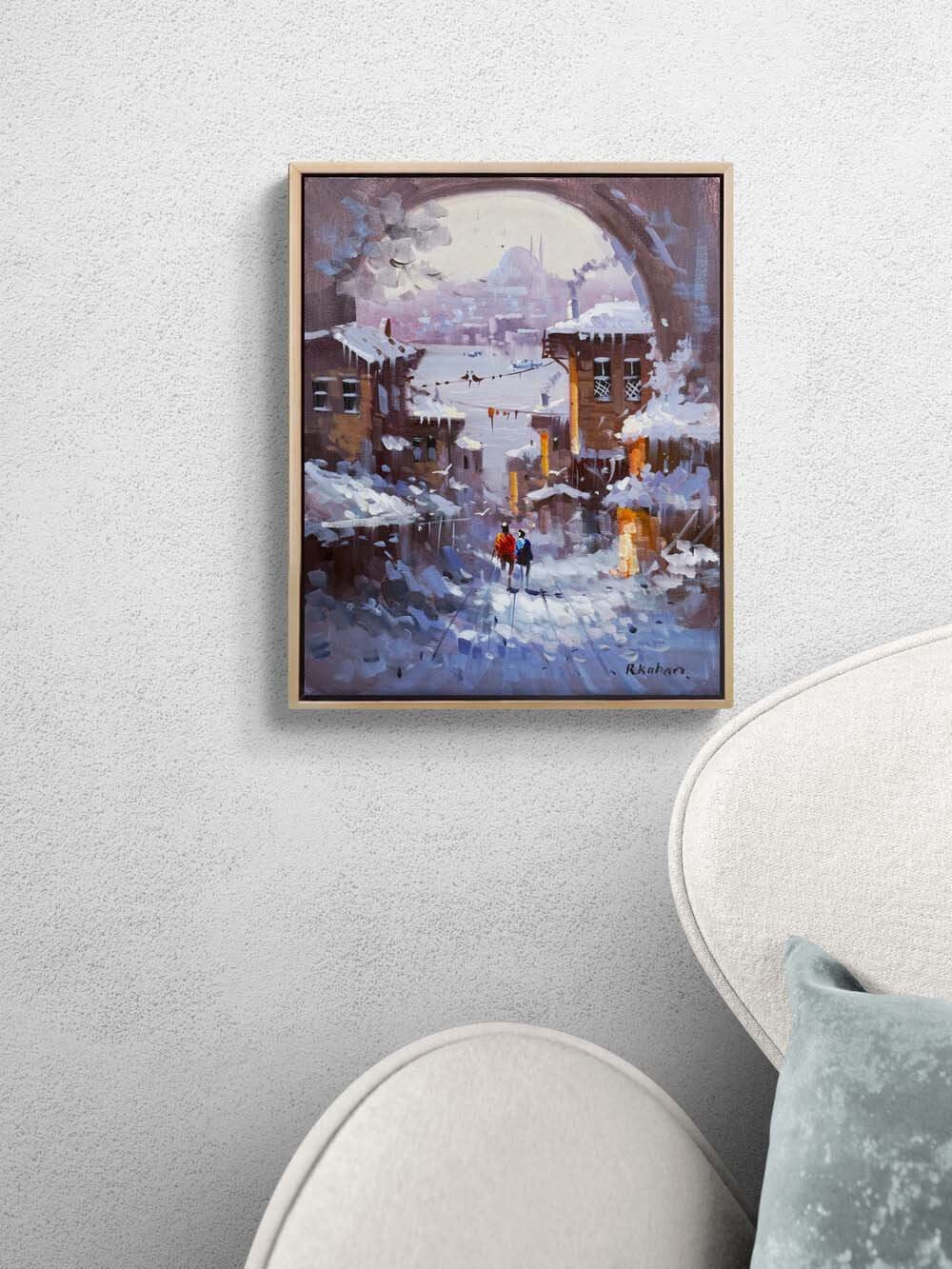 Kar Vakti İstanbul Yağlı Boya Tablosu