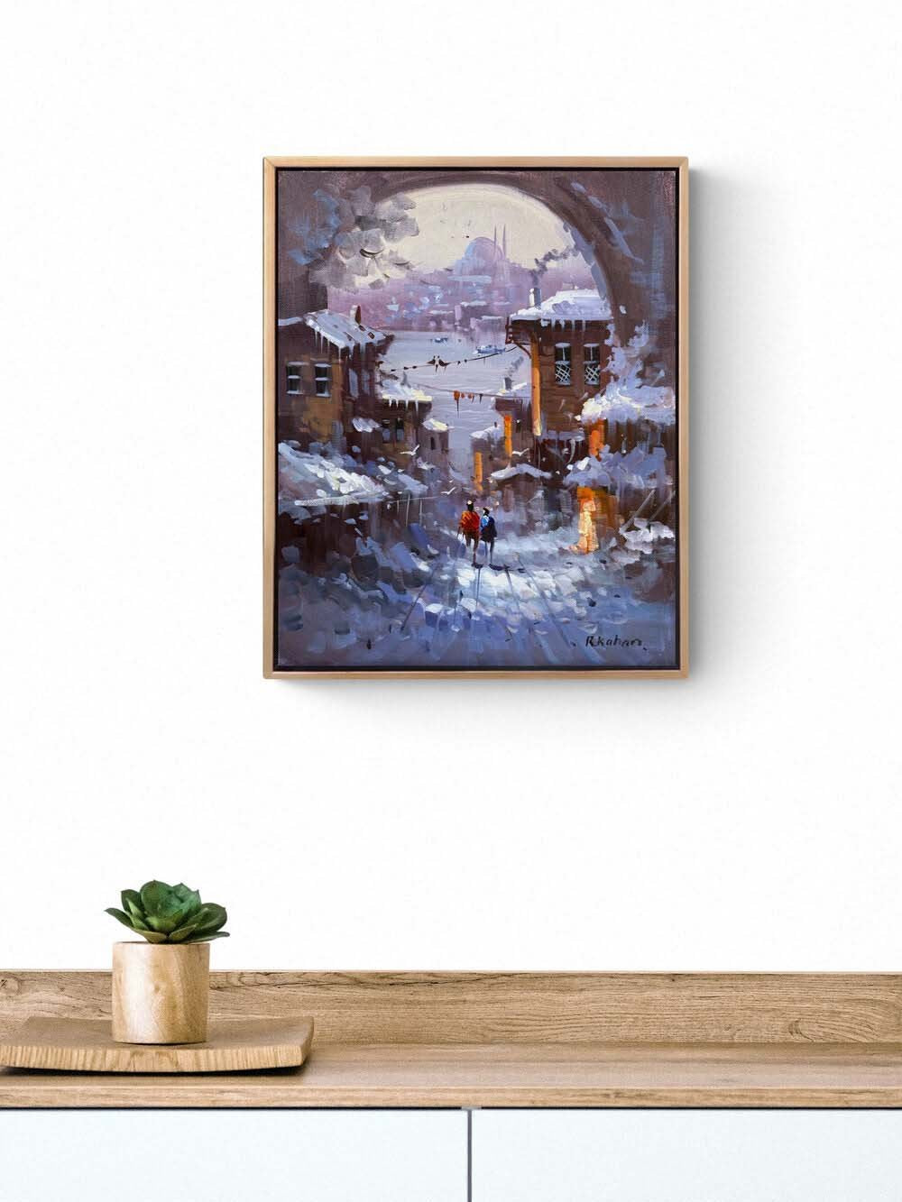 Kar Vakti İstanbul Yağlı Boya Tablosu