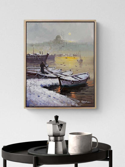 Kış Zamanı Boğaz Yağlı Boya Tablosu