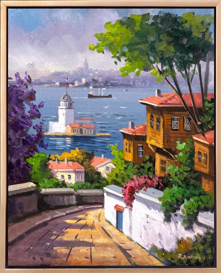 Kız Kulesine Bakış Yağlı Boya Tablosu