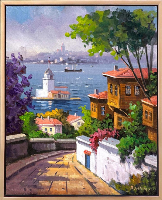 Kız Kulesine Bakış Yağlı Boya Tablosu