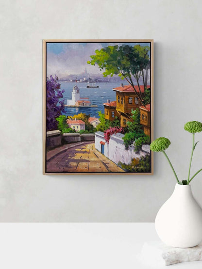 Kız Kulesine Bakış Yağlı Boya Tablosu