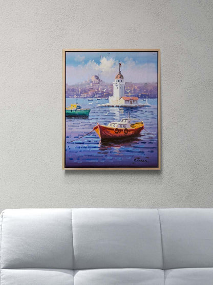 Kız Kulesi Huzuru Yağlı Boya Tablosu